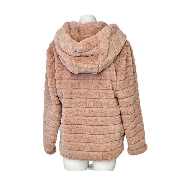 Robin Womens Fluffy Ultra Soft Hooded Jacket, Pockets, Hooded, Pink, 38/US 8 - Picture 2 of 9